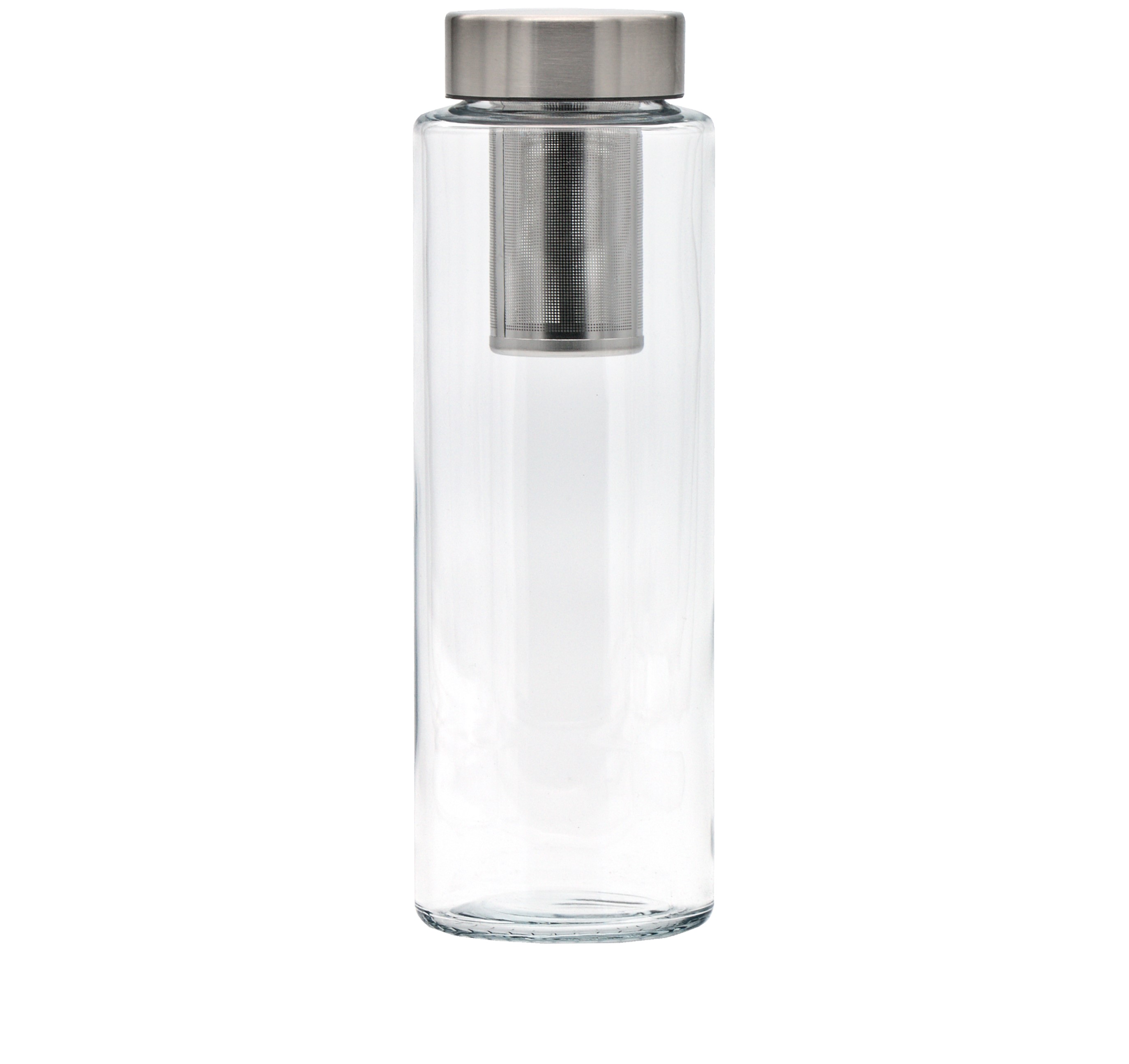 Exklusive SIMAX Trinkflasche aus Borosilikatglas in einfachen zylindrischen Design mit Siebeinsatz und einer Füllmenge von 1000 ml