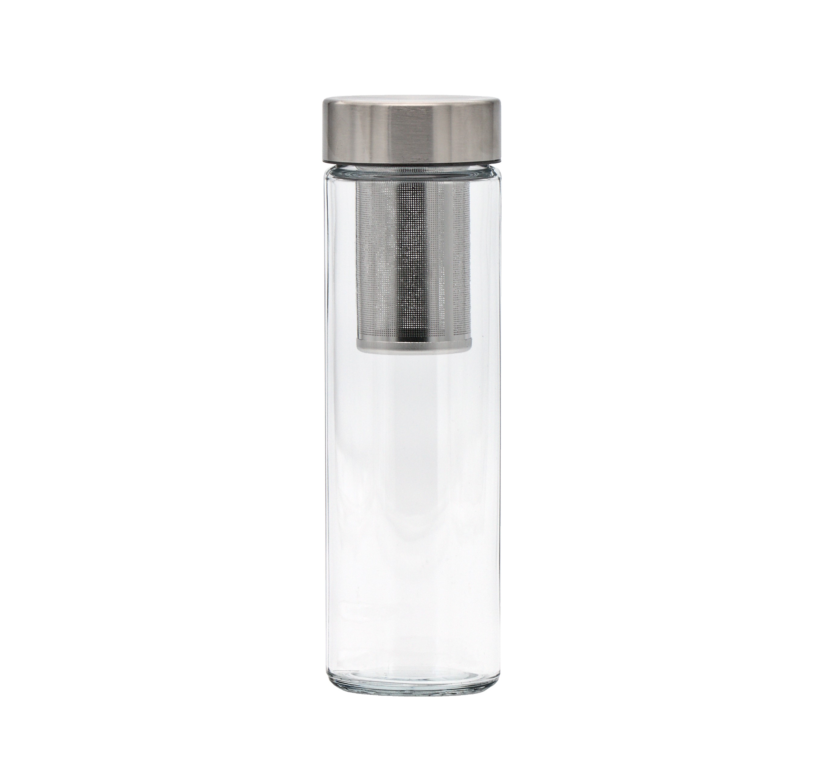 Exklusive SIMAX Trinkflasche aus Borosilikatglas in einfachen zylindrischen Design mit Siebeinsatz und einer Füllmenge von 500 ml